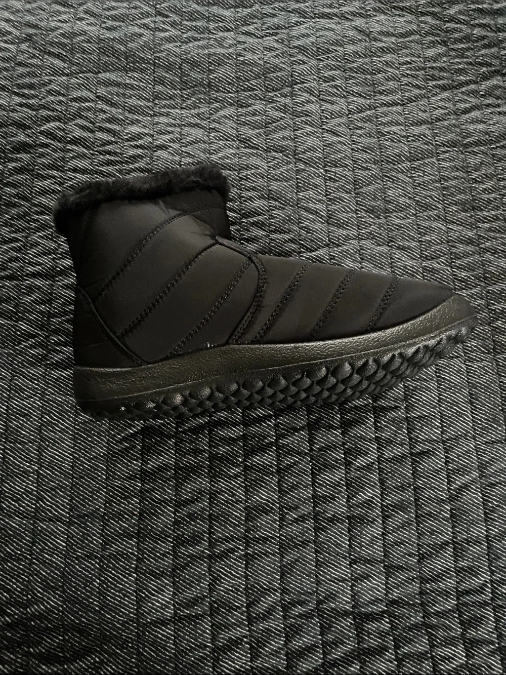 BJ Women's Black QuiltedRain/Winter Ankle Boots with Zipper